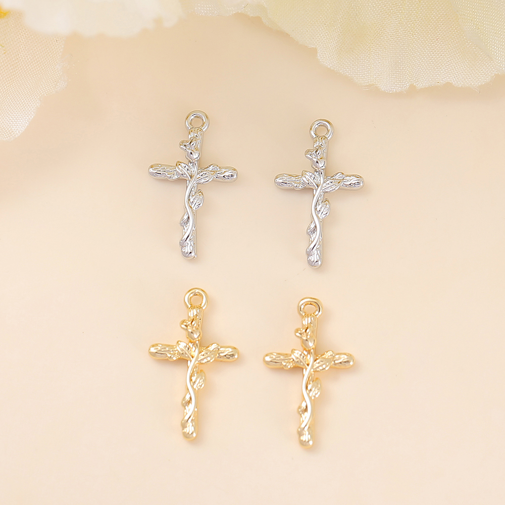 1 Piece 16 * 9mm Copper 18K Gold Plated White Gold Plated Cross Polished Pendant display picture 5