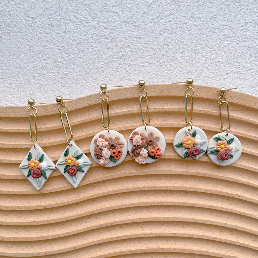 1 Pair Pastoral Flower Handmade Soft Clay Drop Earrings display picture 1