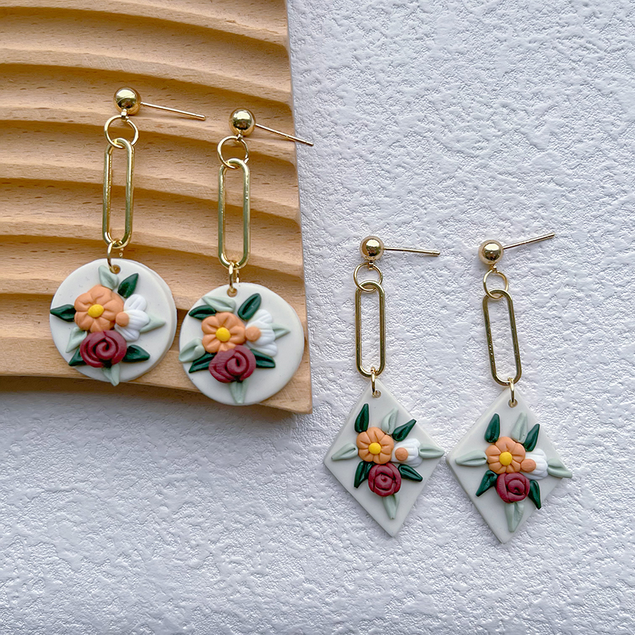 1 Pair Pastoral Flower Handmade Soft Clay Drop Earrings display picture 3
