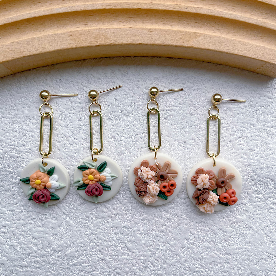 1 Pair Pastoral Flower Handmade Soft Clay Drop Earrings display picture 2