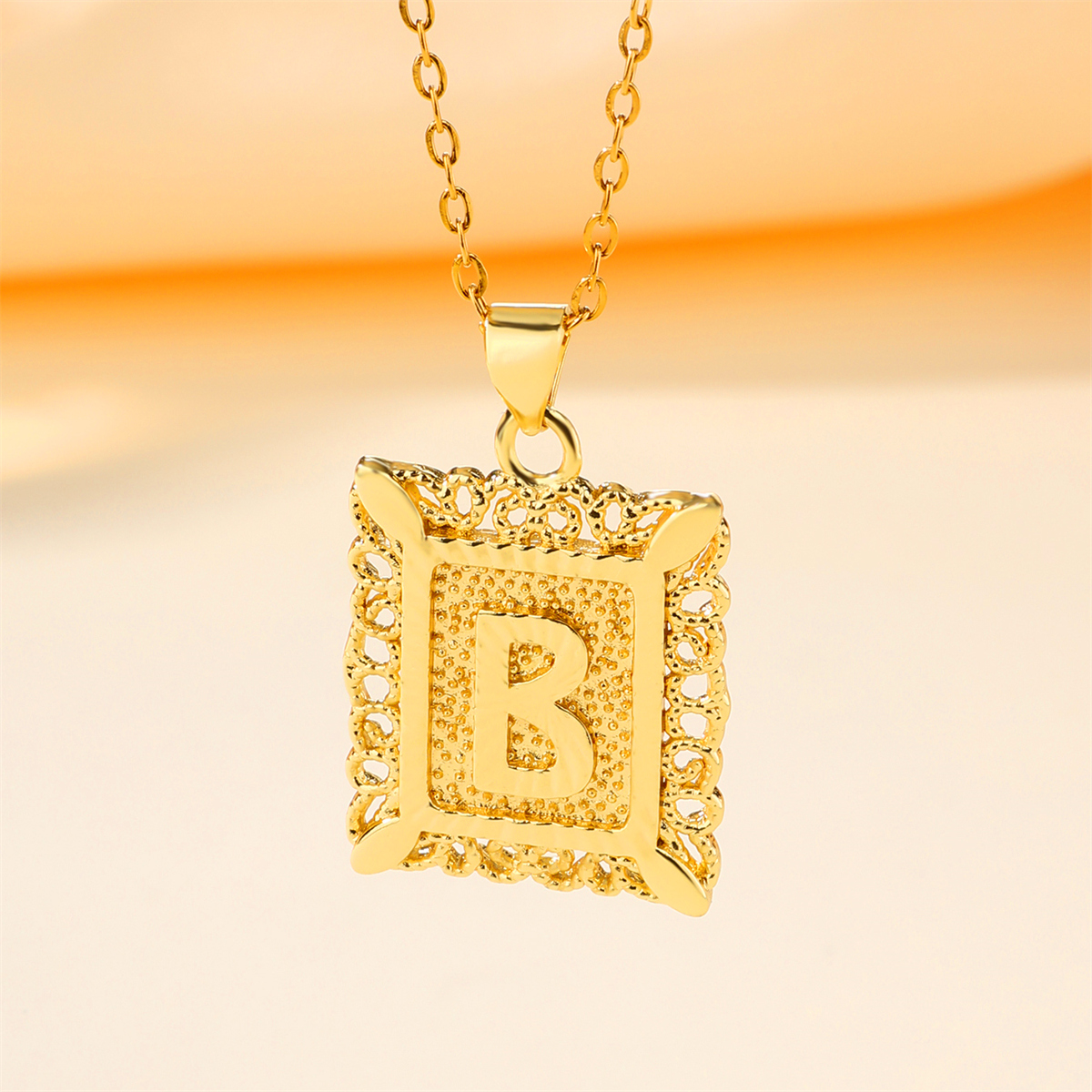 Copper 18K Gold Plated Casual Hollow Out Letter Pendant Necklace display picture 23