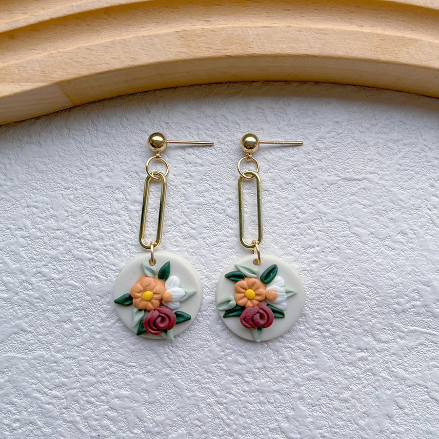 1 Pair Pastoral Flower Handmade Soft Clay Drop Earrings display picture 4