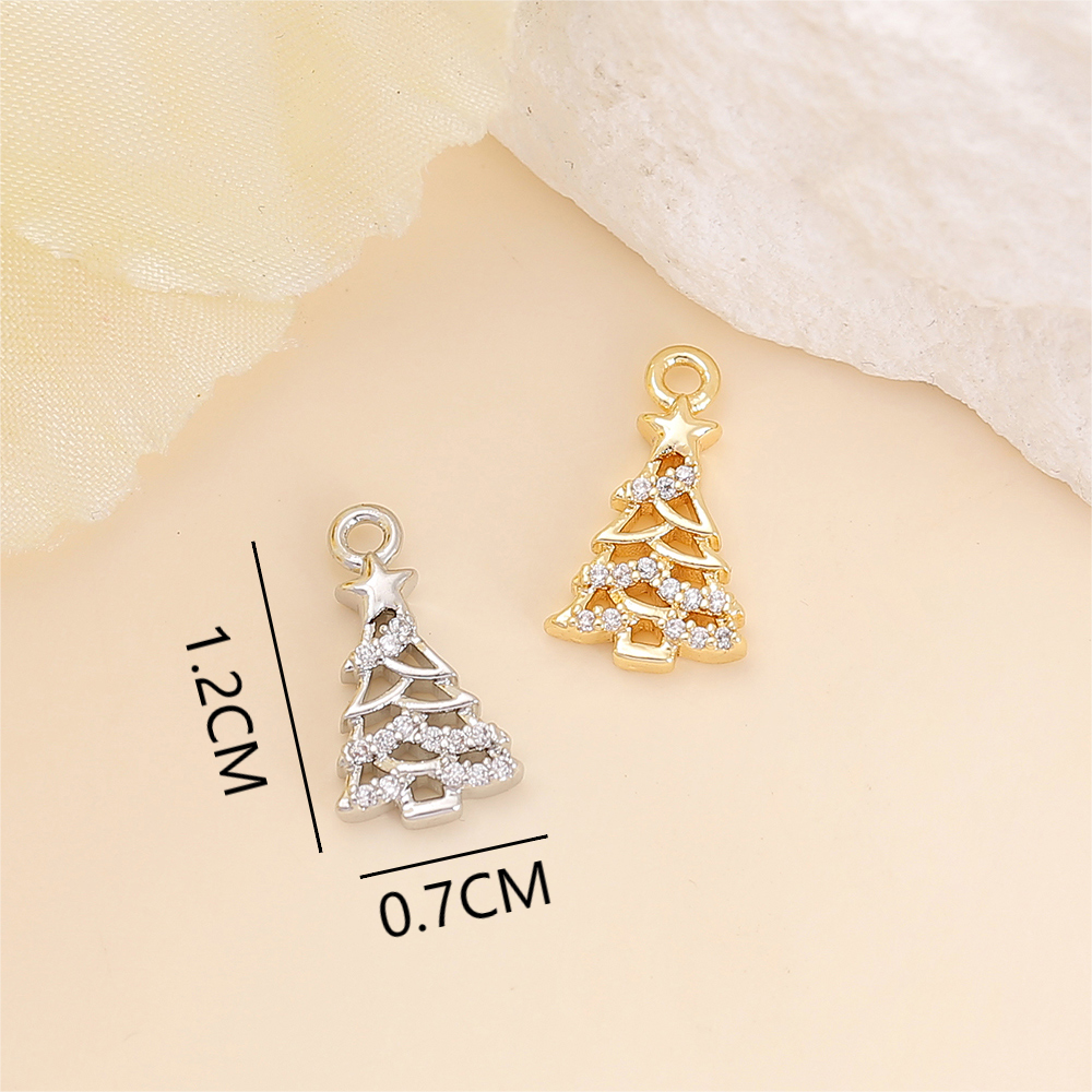 1 Piece 12 * 7mm Copper Zircon 18K Gold Plated White Gold Plated Christmas Tree Polished Pendant display picture 2