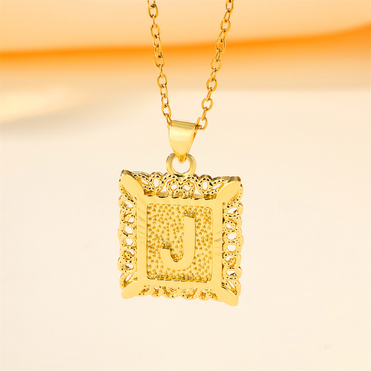 Copper 18K Gold Plated Casual Hollow Out Letter Pendant Necklace display picture 12