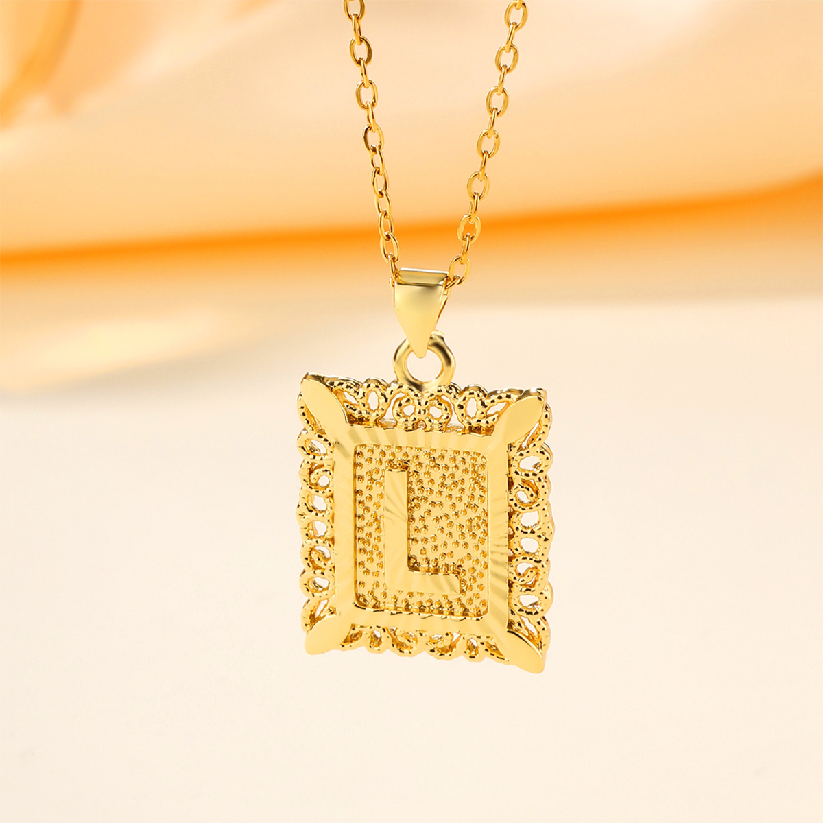 Copper 18K Gold Plated Casual Hollow Out Letter Pendant Necklace display picture 11