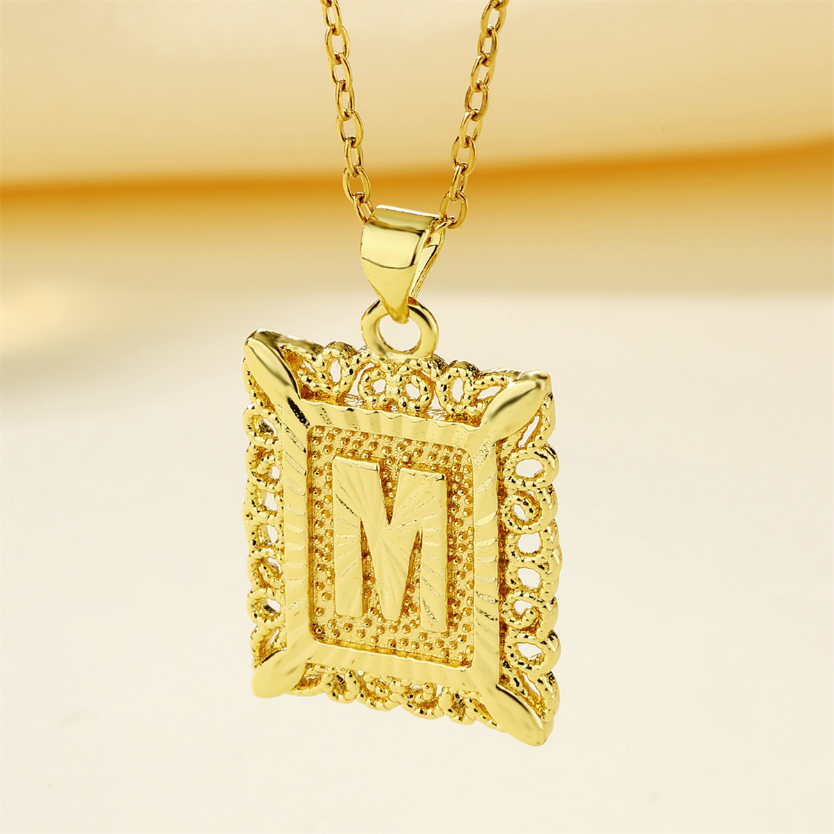 Copper 18K Gold Plated Casual Hollow Out Letter Pendant Necklace display picture 25