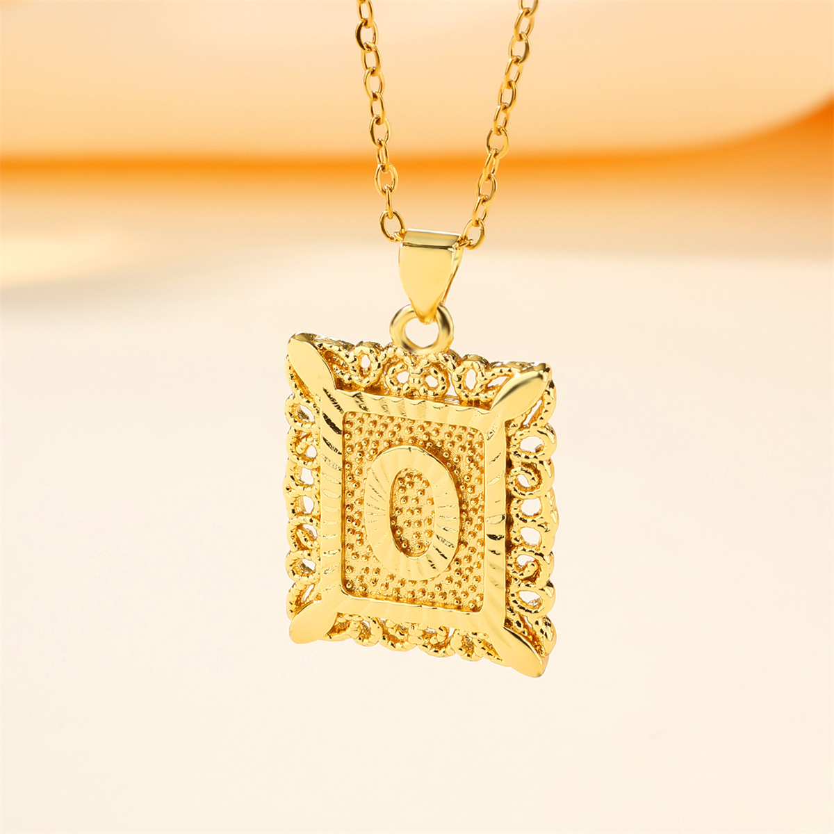 Copper 18K Gold Plated Casual Hollow Out Letter Pendant Necklace display picture 17