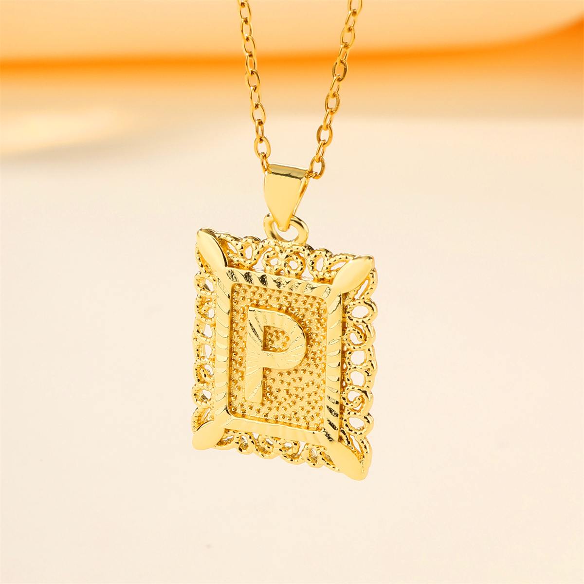 Copper 18K Gold Plated Casual Hollow Out Letter Pendant Necklace display picture 24