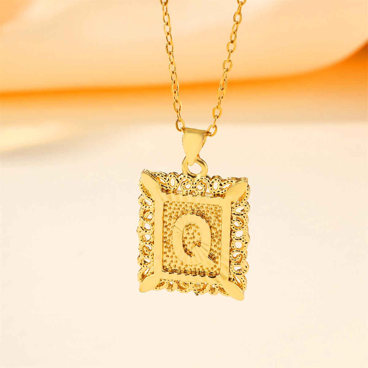 Copper 18K Gold Plated Casual Hollow Out Letter Pendant Necklace display picture 13
