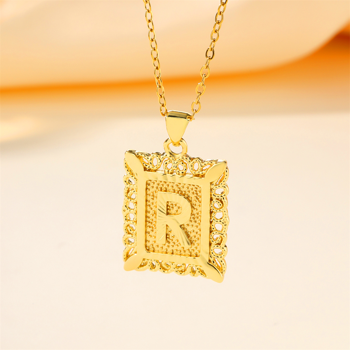 Copper 18K Gold Plated Casual Hollow Out Letter Pendant Necklace display picture 8