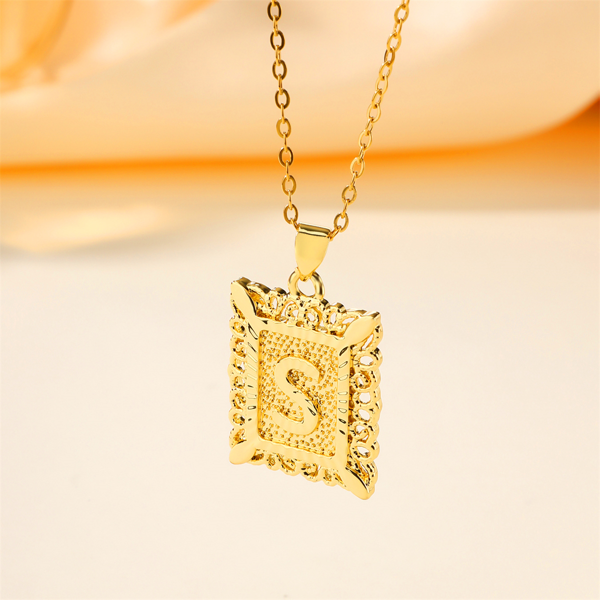 Copper 18K Gold Plated Casual Hollow Out Letter Pendant Necklace display picture 10