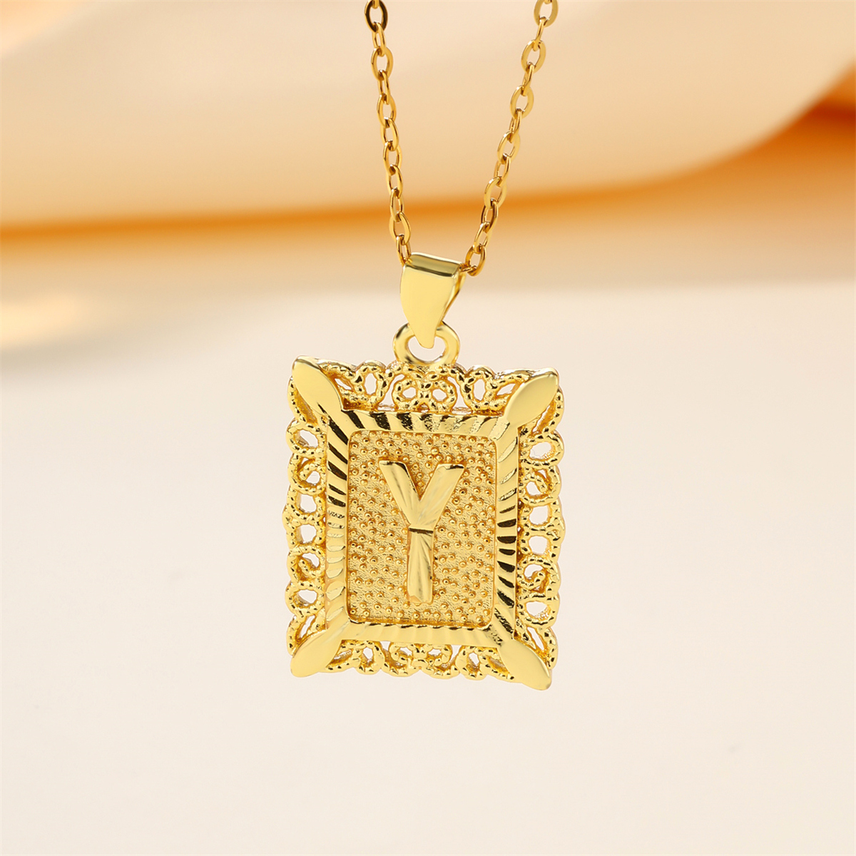 Copper 18K Gold Plated Casual Hollow Out Letter Pendant Necklace display picture 20