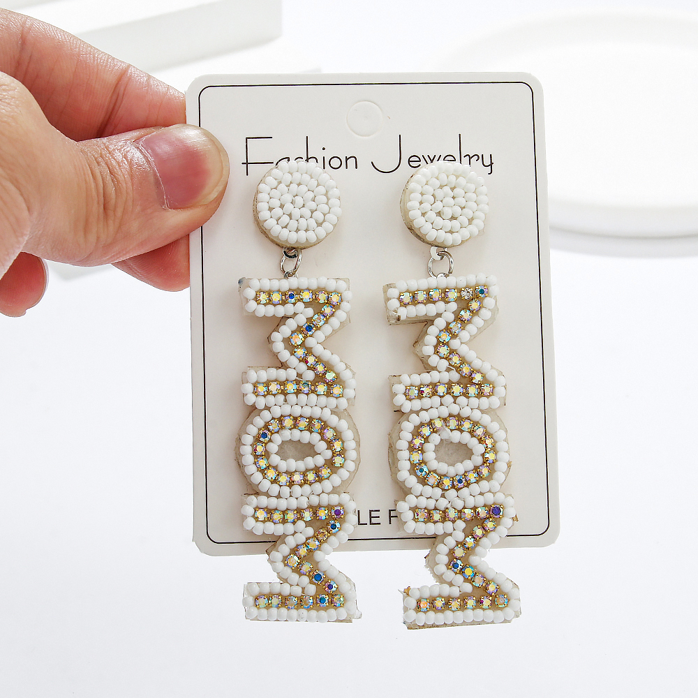 1 Pair Elegant MAMA Classic Style Letter Handmade Inlay Beaded Rhinestones Drop Earrings display picture 2