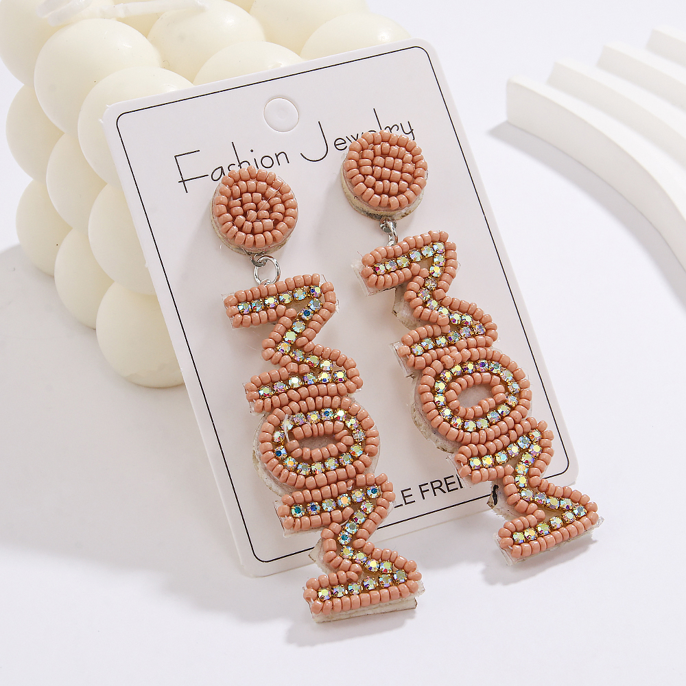 1 Pair Elegant MAMA Classic Style Letter Handmade Inlay Beaded Rhinestones Drop Earrings display picture 4