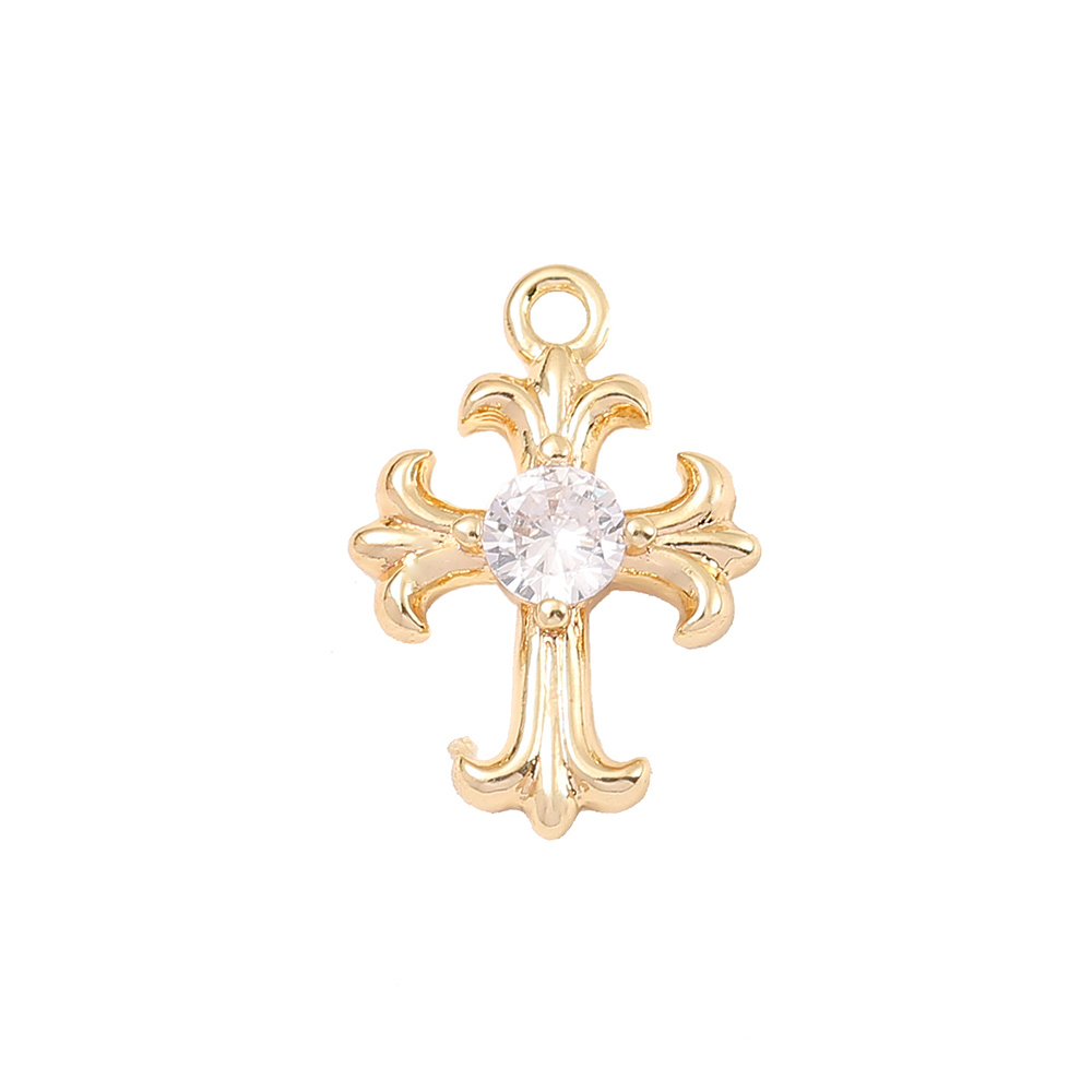 1 Piece 10*14mm Copper Zircon 18K Gold Plated White Gold Plated Cross Polished Pendant display picture 7