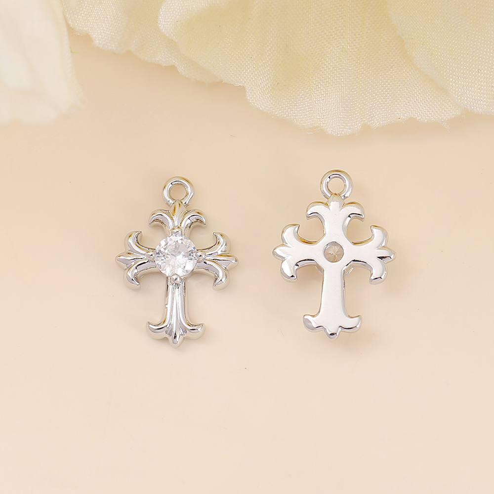 1 Piece 10*14mm Copper Zircon 18K Gold Plated White Gold Plated Cross Polished Pendant display picture 5
