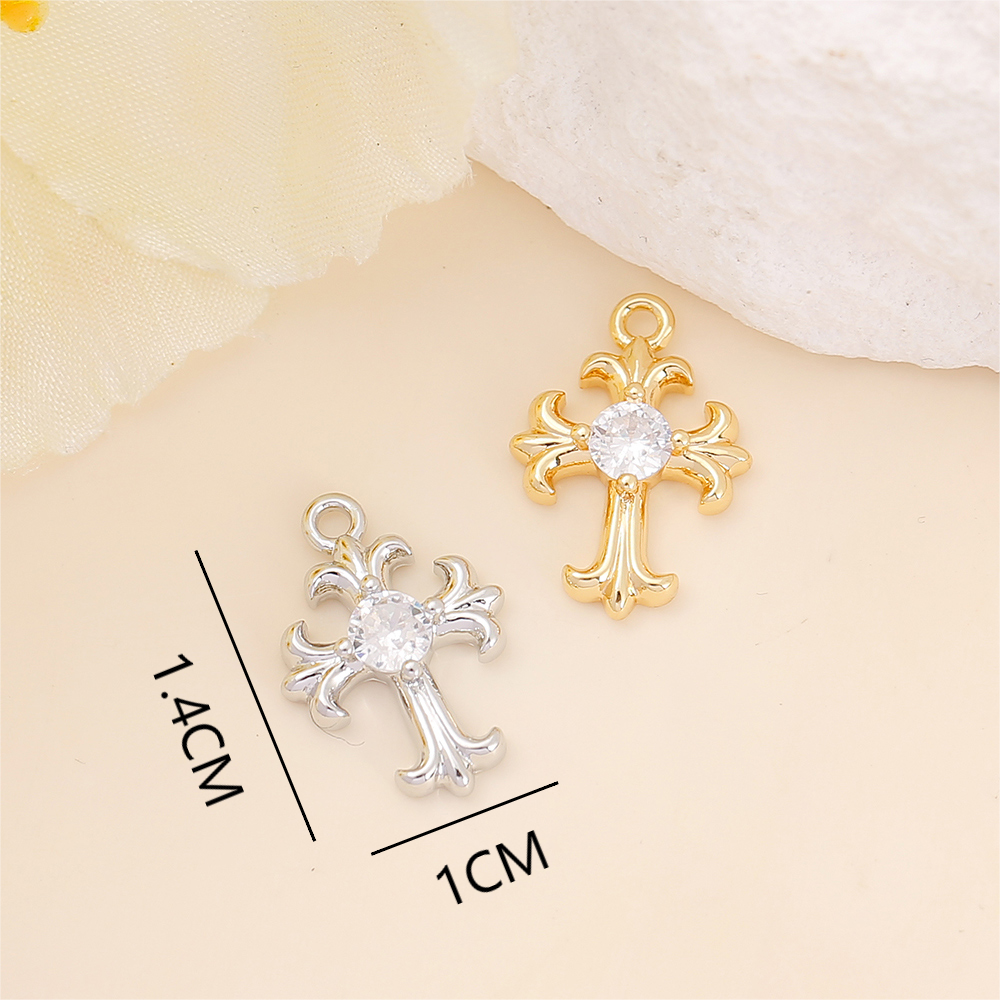 1 Piece 10*14mm Copper Zircon 18K Gold Plated White Gold Plated Cross Polished Pendant display picture 2