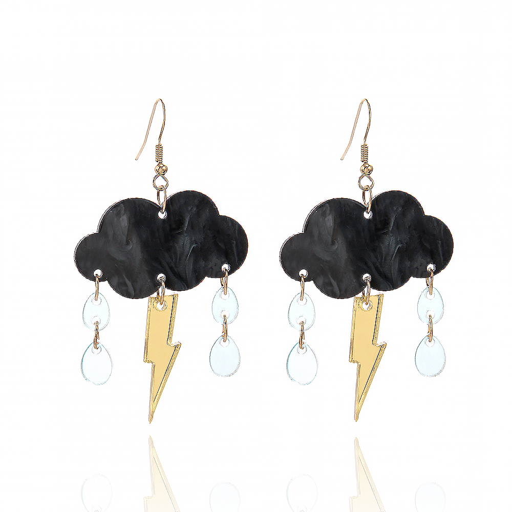 1 Pair Hawaiian Vacation Tropical Clouds Water Droplets Lightning Chain Arylic Drop Earrings display picture 2