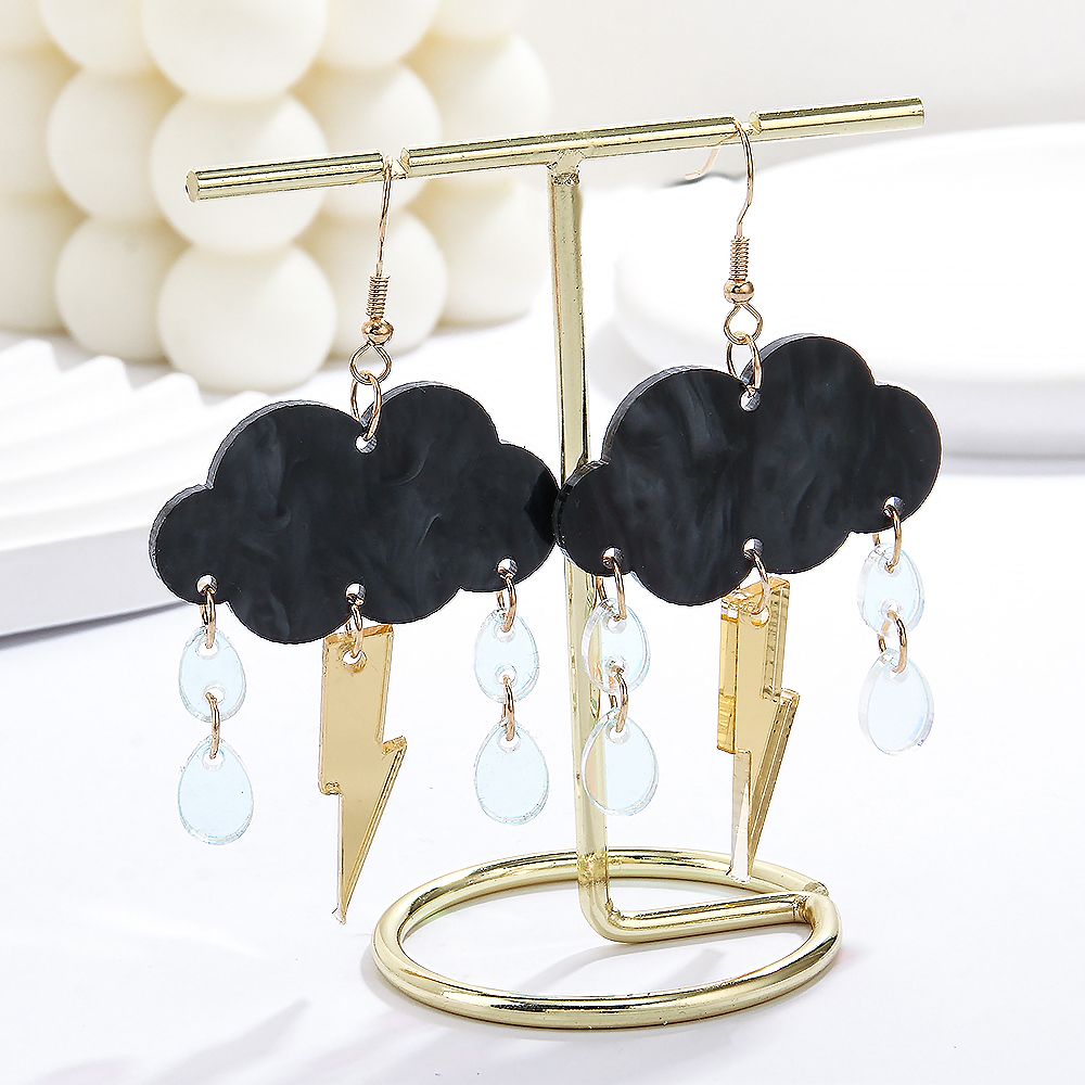 1 Pair Hawaiian Vacation Tropical Clouds Water Droplets Lightning Chain Arylic Drop Earrings display picture 6