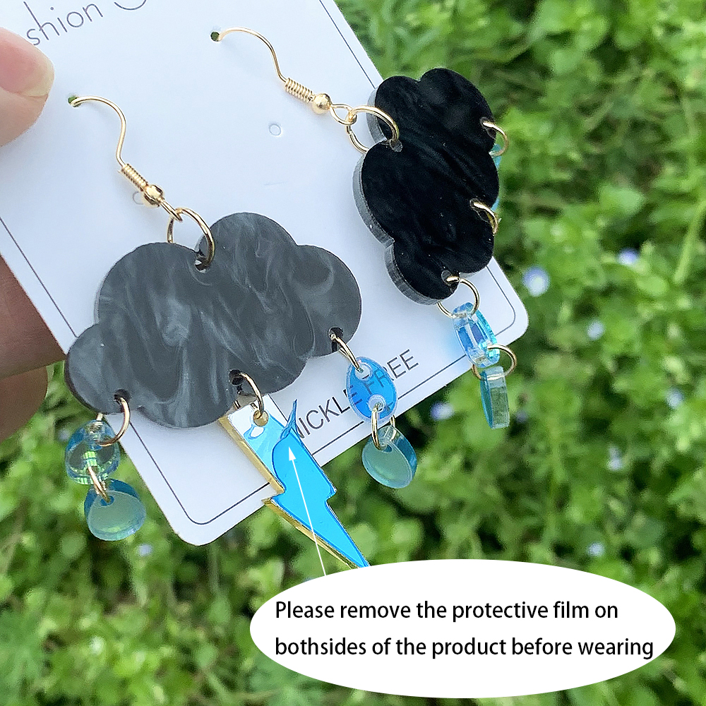 1 Pair Hawaiian Vacation Tropical Clouds Water Droplets Lightning Chain Arylic Drop Earrings display picture 1