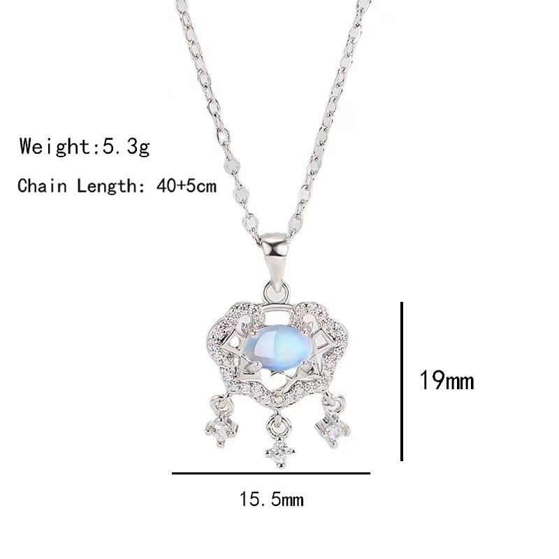 304 Stainless Steel Copper K Gold Plated Elegant Simple Style Inlay Lock Zircon Pendant Necklace display picture 6