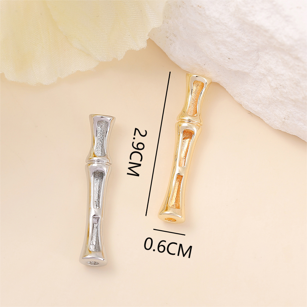 1 Piece 6*29mm Copper 18K Gold Plated White Gold Plated Bamboo Polished Spacer Bars display picture 2