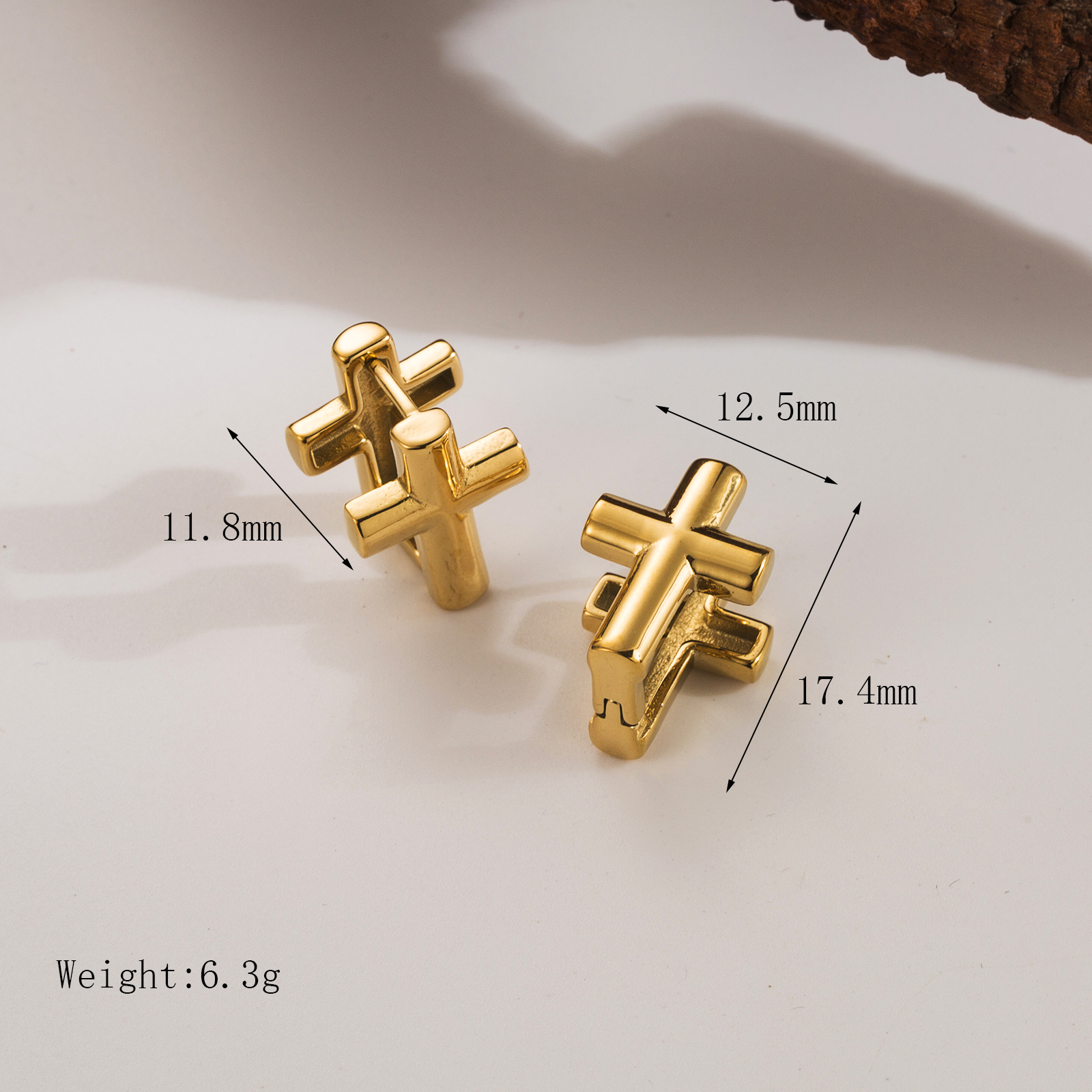 1 Pair Simple Style Classic Style Commute Cross Rectangle 304 Stainless Steel 14K Gold Plated Ear Studs display picture 2