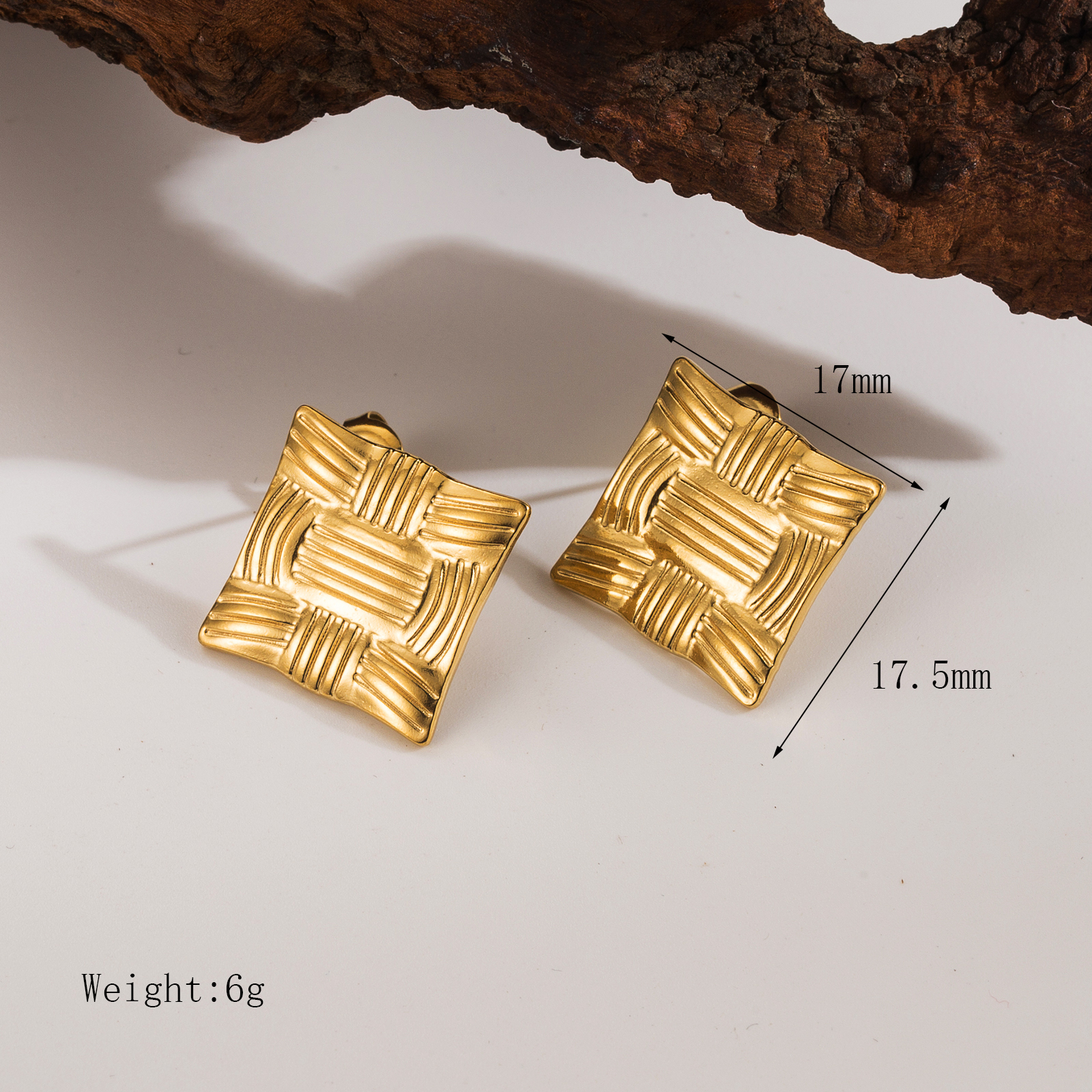 1 Pair Simple Style Classic Style Commute Cross Rectangle 304 Stainless Steel 14K Gold Plated Ear Studs display picture 5
