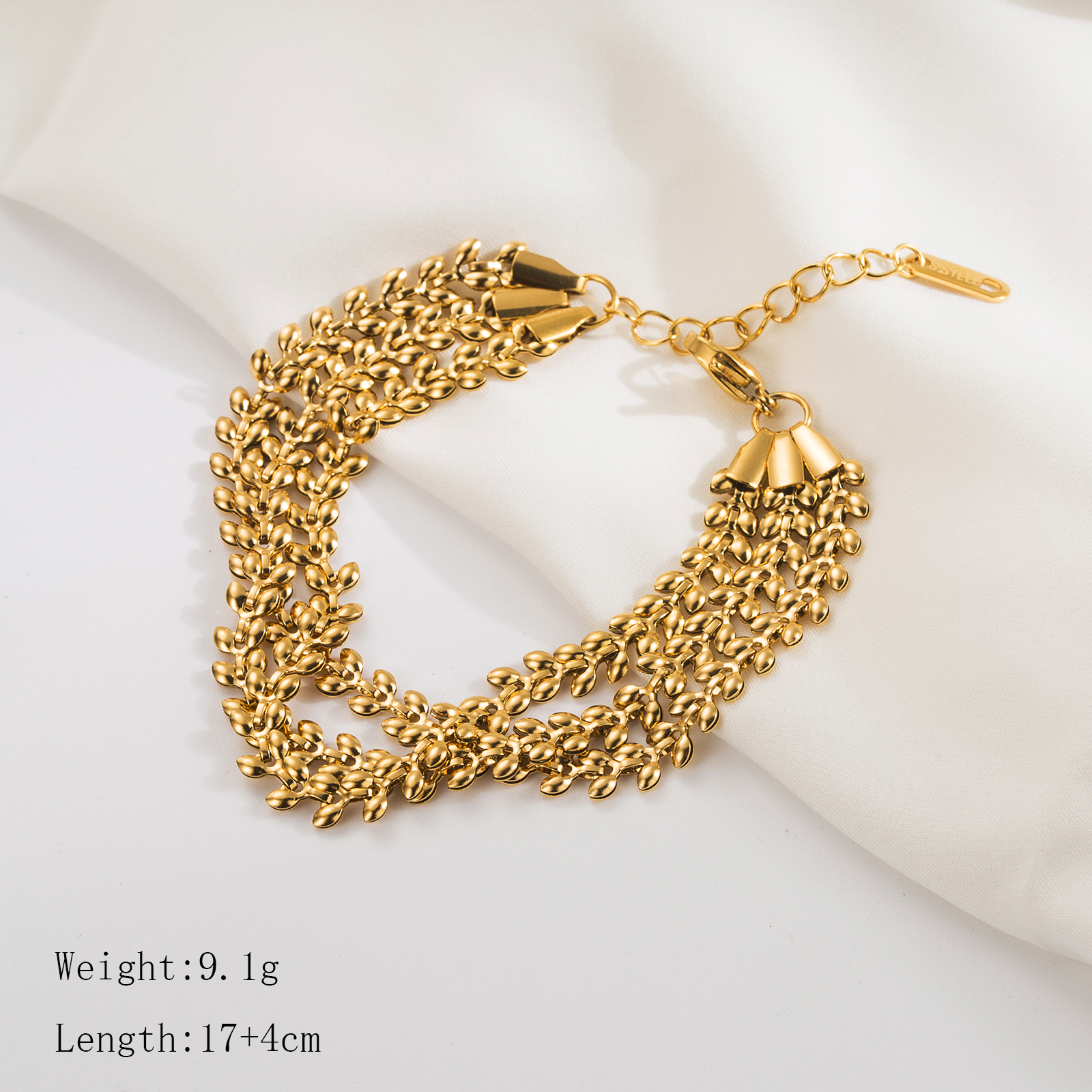 304 Stainless Steel 18K Gold Plated Simple Style Classic Style Solid Color Grain Bracelets display picture 4