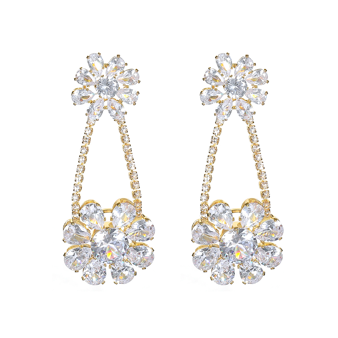 1 Pair Sweet Shiny Flower Inlay Rhinestone Rhinestones Drop Earrings display picture 5