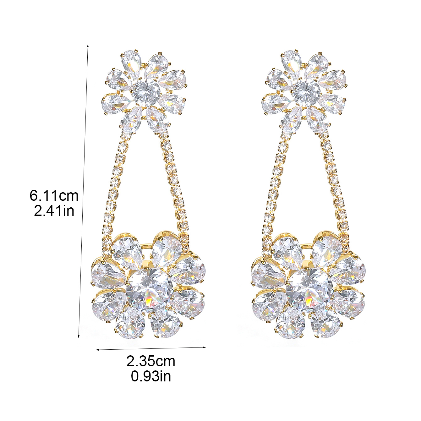 1 Paire Sucré Brillant Fleur Incruster Strass Strass Boucles D'oreilles display picture 7