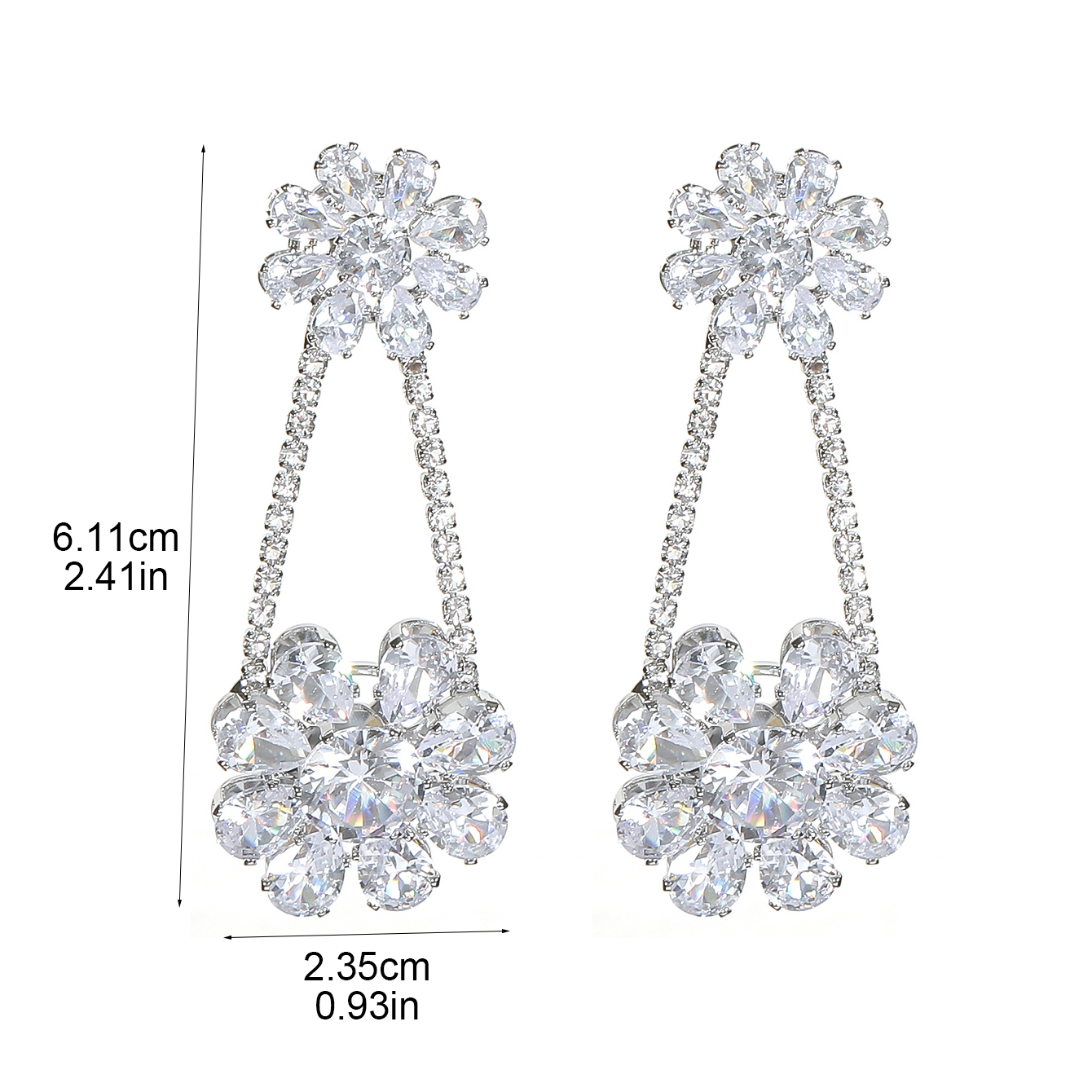 1 Pair Sweet Shiny Flower Inlay Rhinestone Rhinestones Drop Earrings display picture 4