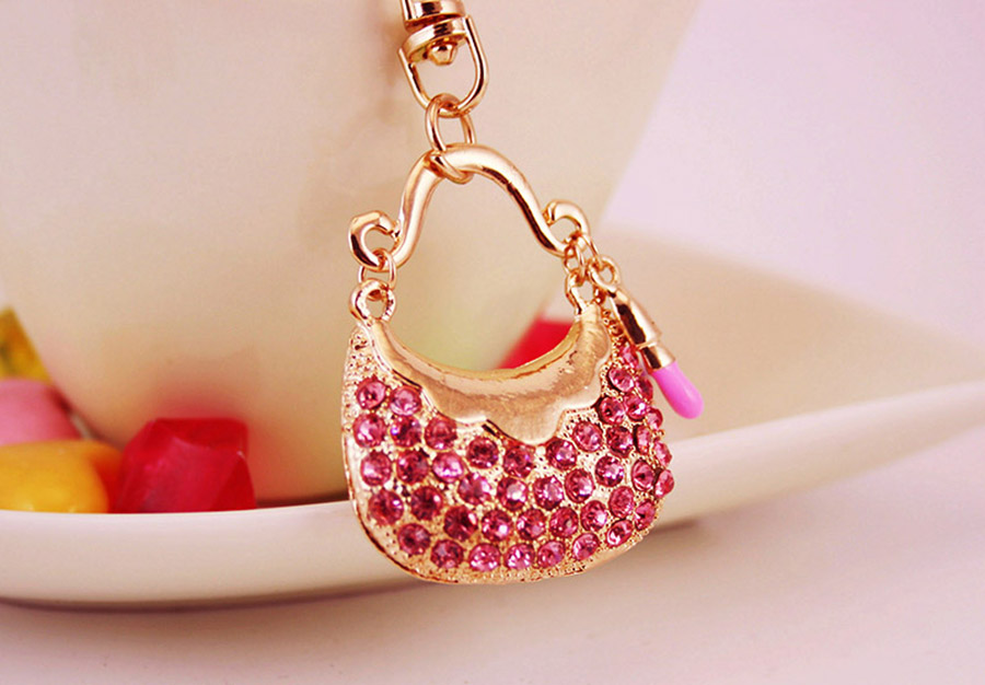 Sweet Simple Style Bag Zinc Alloy Plating Inlay Rhinestones Women's Bag Pendant Keychain display picture 1