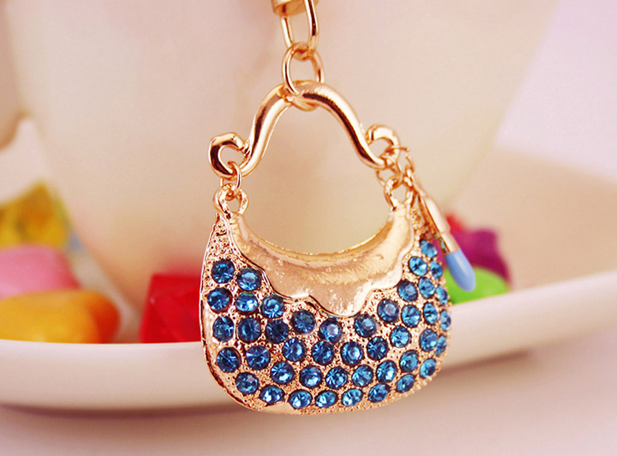 Sweet Simple Style Bag Zinc Alloy Plating Inlay Rhinestones Women's Bag Pendant Keychain display picture 2
