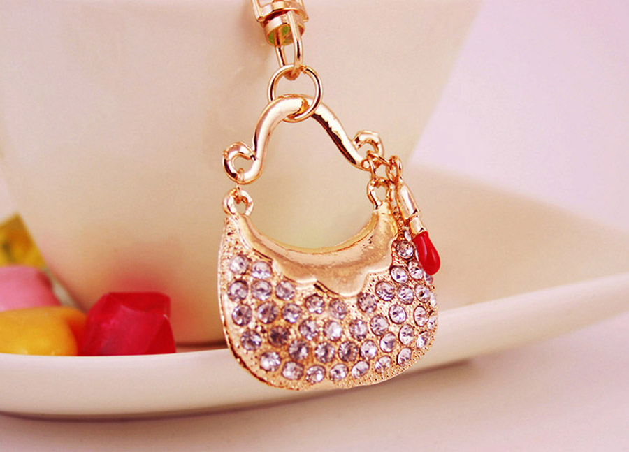 Sweet Simple Style Bag Zinc Alloy Plating Inlay Rhinestones Women's Bag Pendant Keychain display picture 4