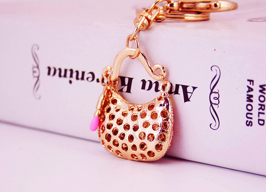 Sweet Simple Style Bag Zinc Alloy Plating Inlay Rhinestones Women's Bag Pendant Keychain display picture 5