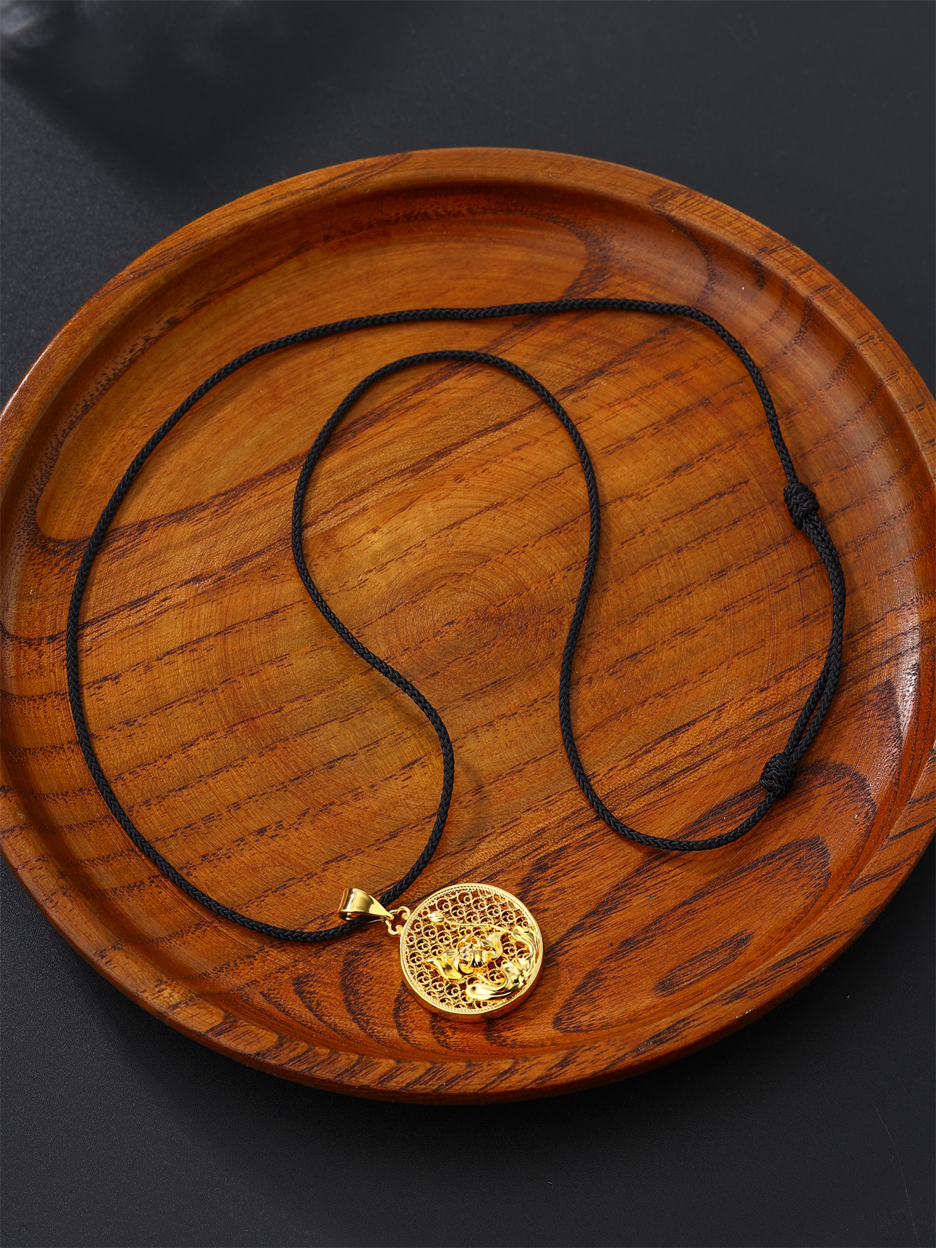 Casual Flower Gourd Dragon Rope Copper Hollow Out 24K Gold Plated Men's Pendant Necklace display picture 2
