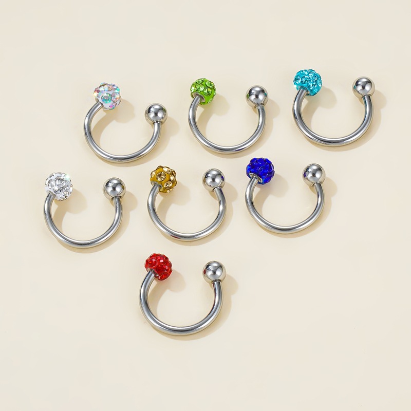 1 Piece Nose Rings & Studs Simple Style Geometric 304 Stainless Steel Rhinestones Nose Rings & Studs display picture 6