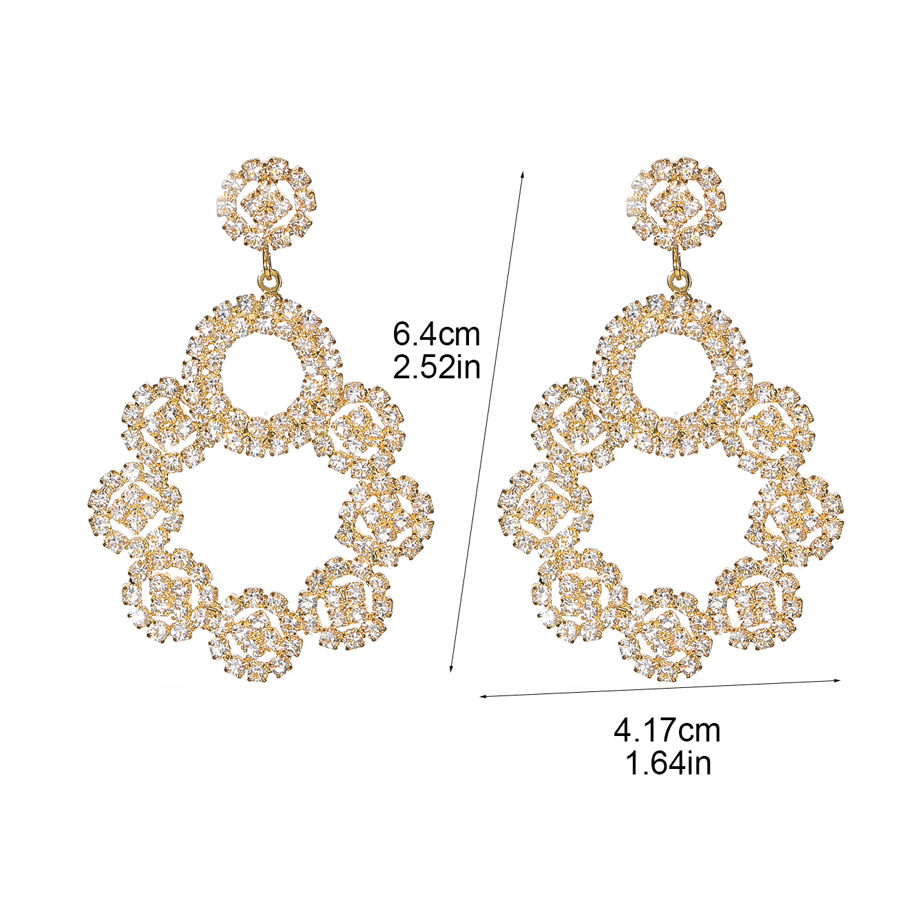 1 Pair Sweet Simple Style Geometric Hollow Out Inlay Rhinestone Rhinestones Drop Earrings display picture 8