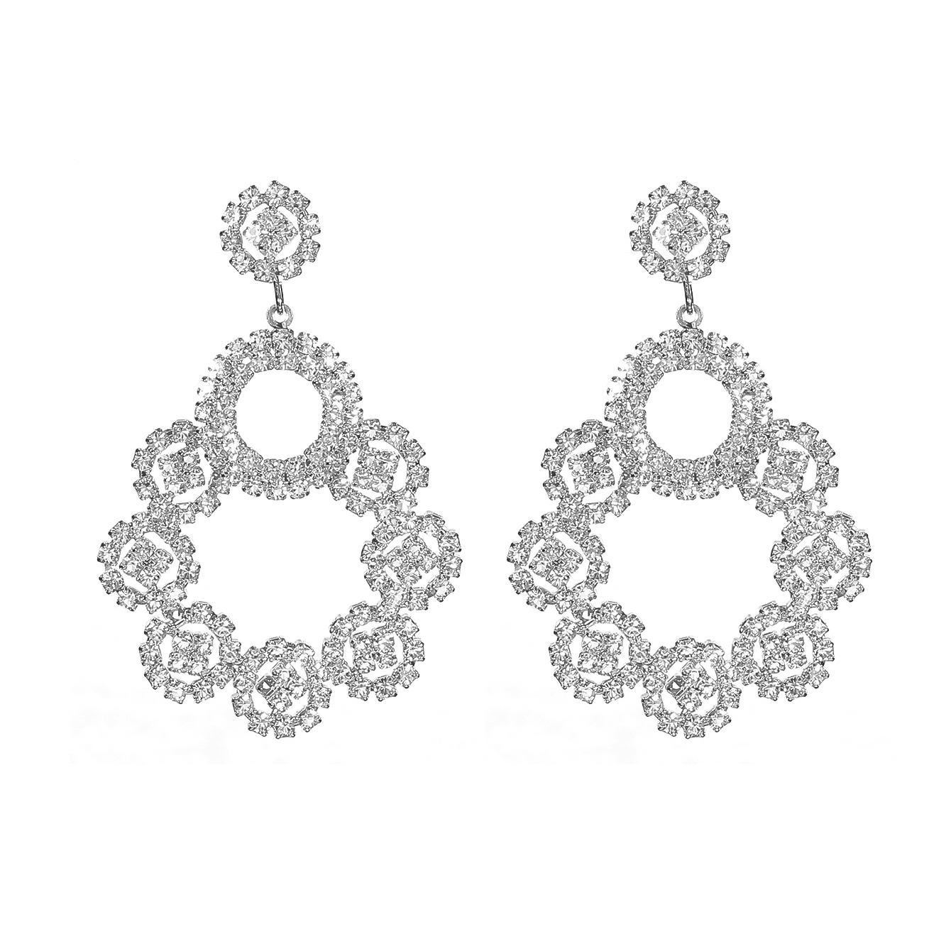 1 Pair Sweet Simple Style Geometric Hollow Out Inlay Rhinestone Rhinestones Drop Earrings display picture 2