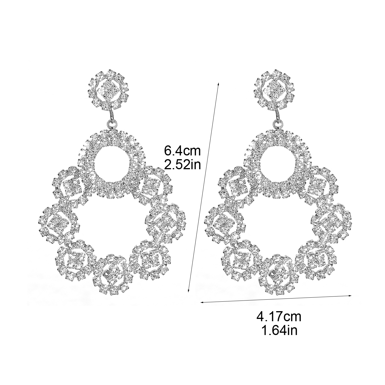 1 Pair Sweet Simple Style Geometric Hollow Out Inlay Rhinestone Rhinestones Drop Earrings display picture 3