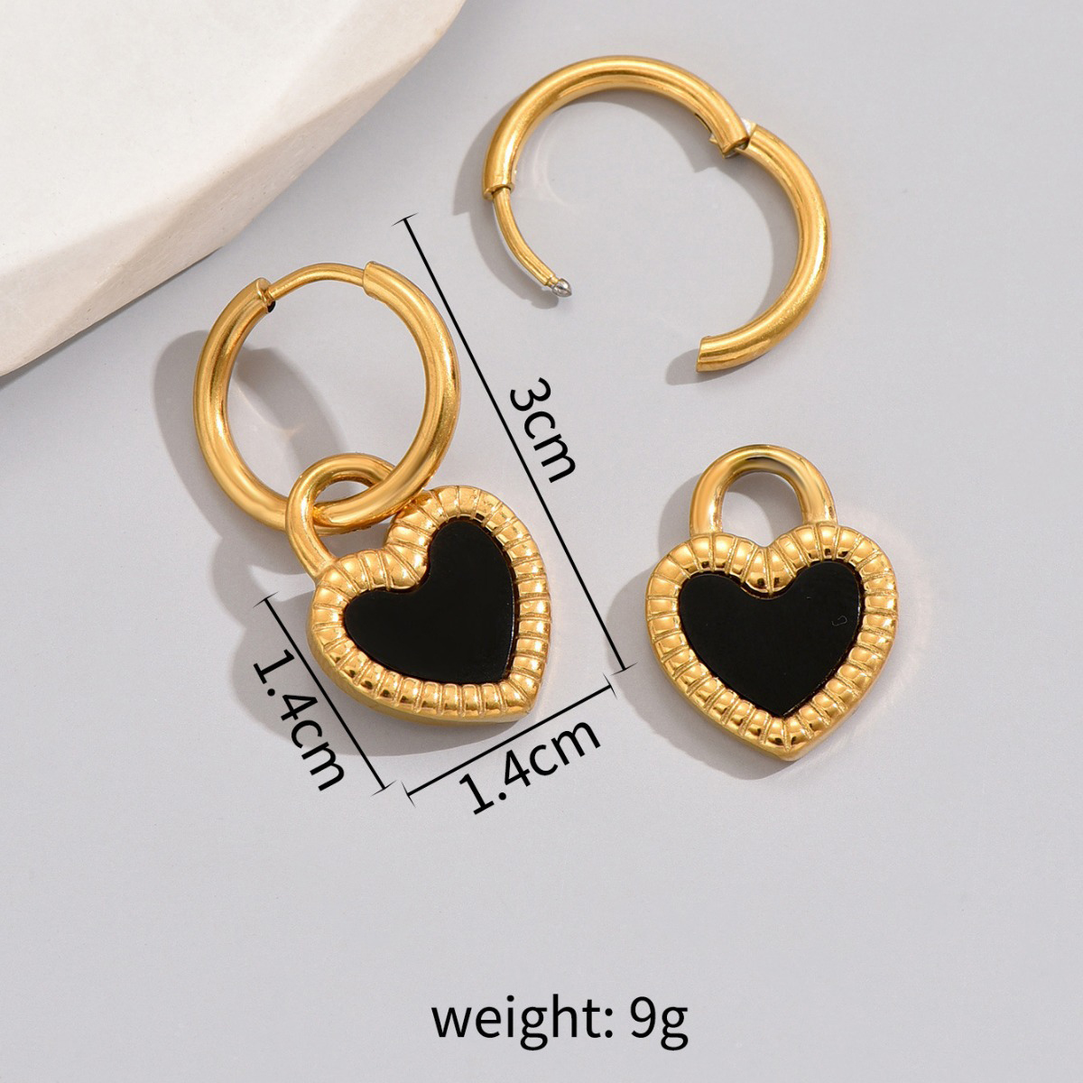 201 Stainless Steel 304 Stainless Steel 18K Gold Plated Simple Style Plating Inlay Heart Shape Rhinestones Jewelry Set display picture 5