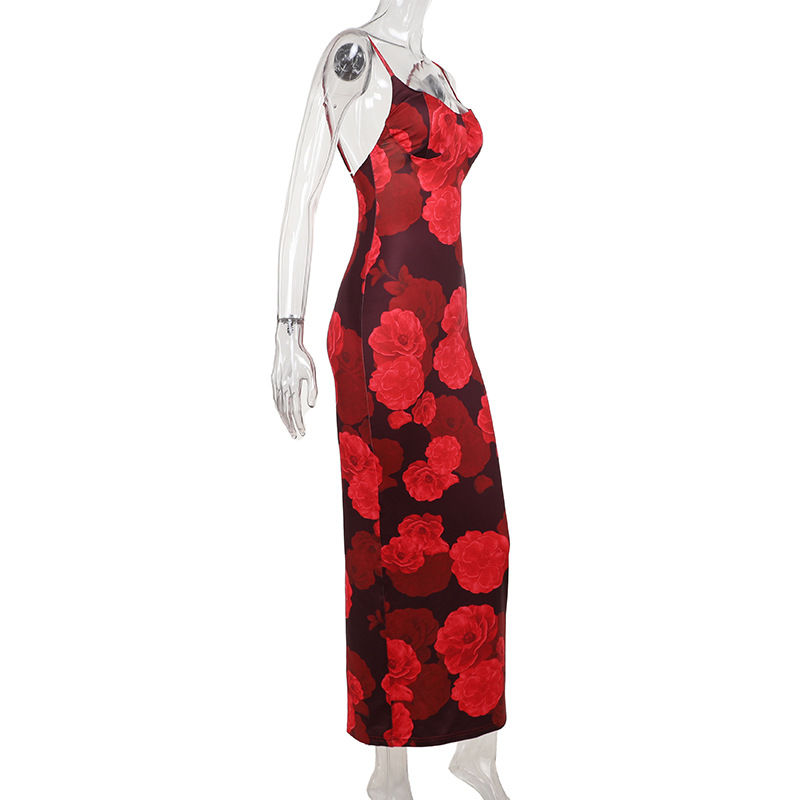 Women's Strap Dress Streetwear Strap Printing Sleeveless Flower Maxi Long Dress Holiday Daily display picture 18