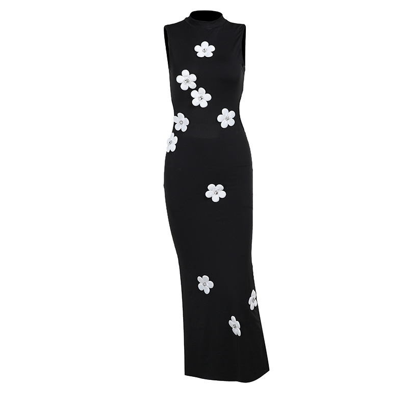 Women's Sheath Dress Sexy Standing Collar Sleeveless Flower Maxi Long Dress Holiday Daily display picture 20