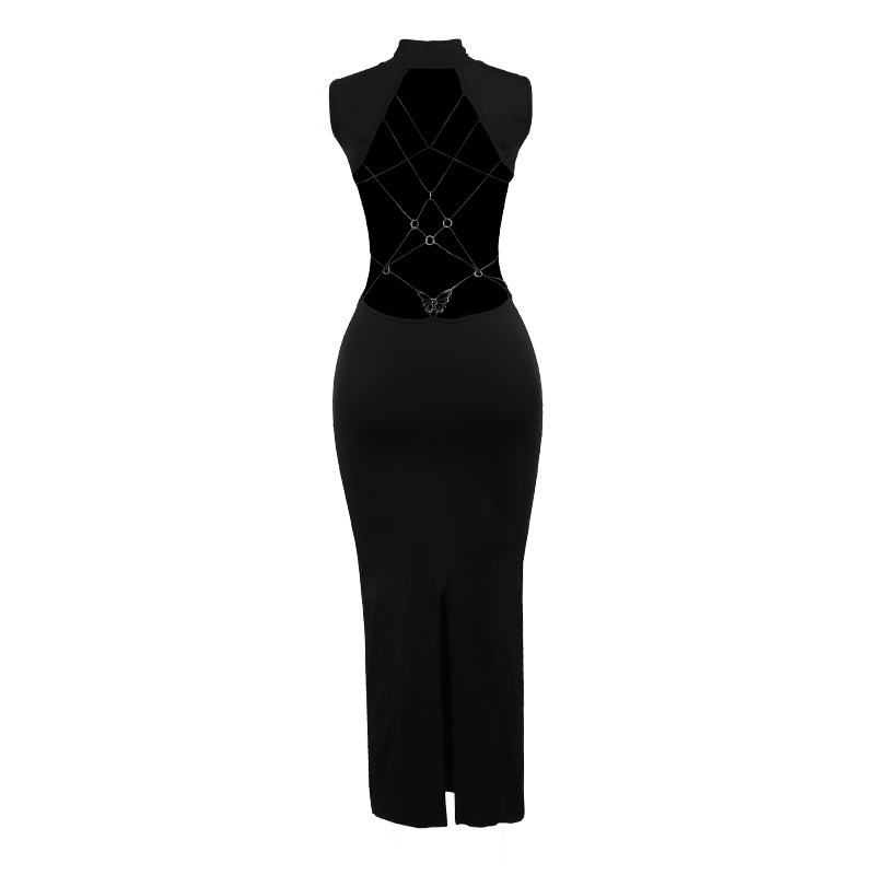 Women's Sheath Dress Sexy Standing Collar Sleeveless Solid Color Maxi Long Dress Party Bar display picture 23