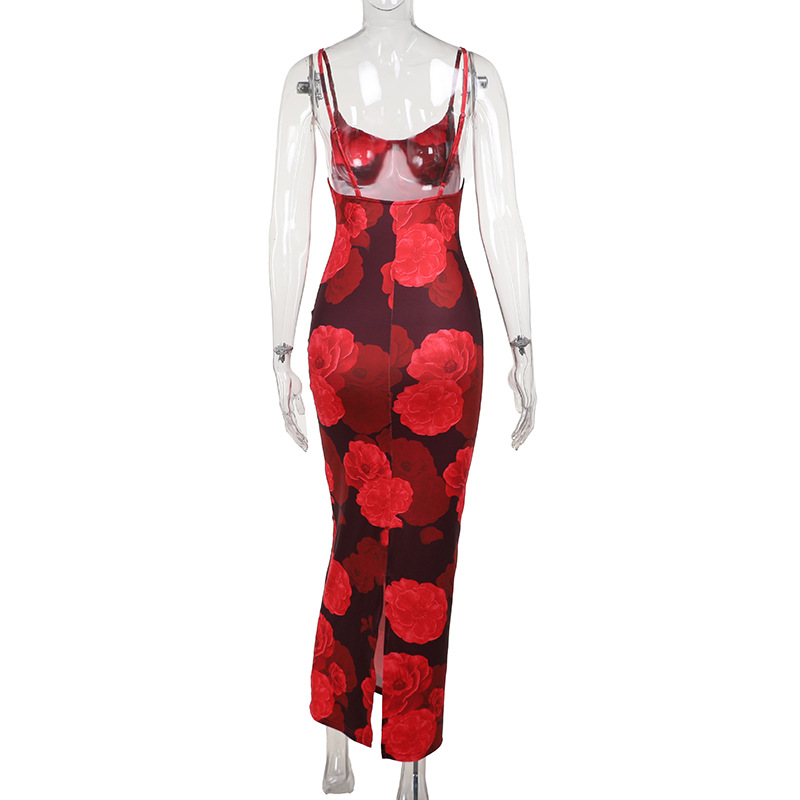 Women's Strap Dress Streetwear Strap Printing Sleeveless Flower Maxi Long Dress Holiday Daily display picture 19