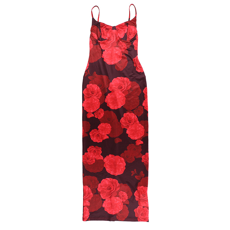 Women's Strap Dress Streetwear Strap Printing Sleeveless Flower Maxi Long Dress Holiday Daily display picture 27