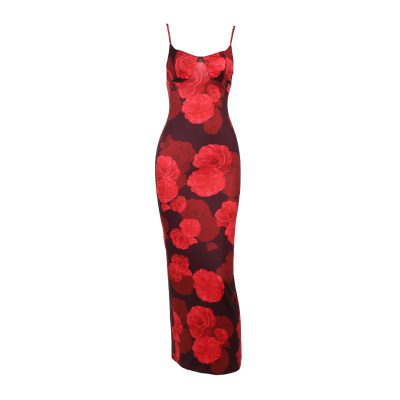 Women's Strap Dress Streetwear Strap Printing Sleeveless Flower Maxi Long Dress Holiday Daily display picture 29