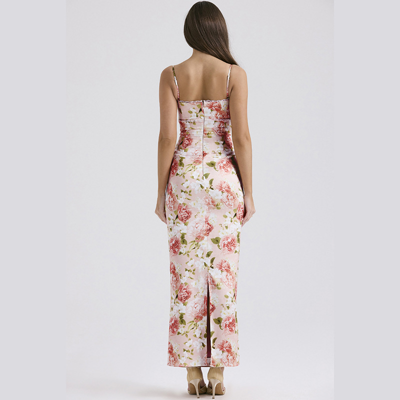 Women's Sheath Dress Sexy V Neck Printing Sleeveless Flower Maxi Long Dress Holiday Daily display picture 4