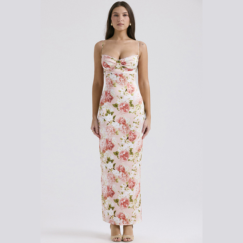 Women's Sheath Dress Sexy V Neck Printing Sleeveless Flower Maxi Long Dress Holiday Daily display picture 6